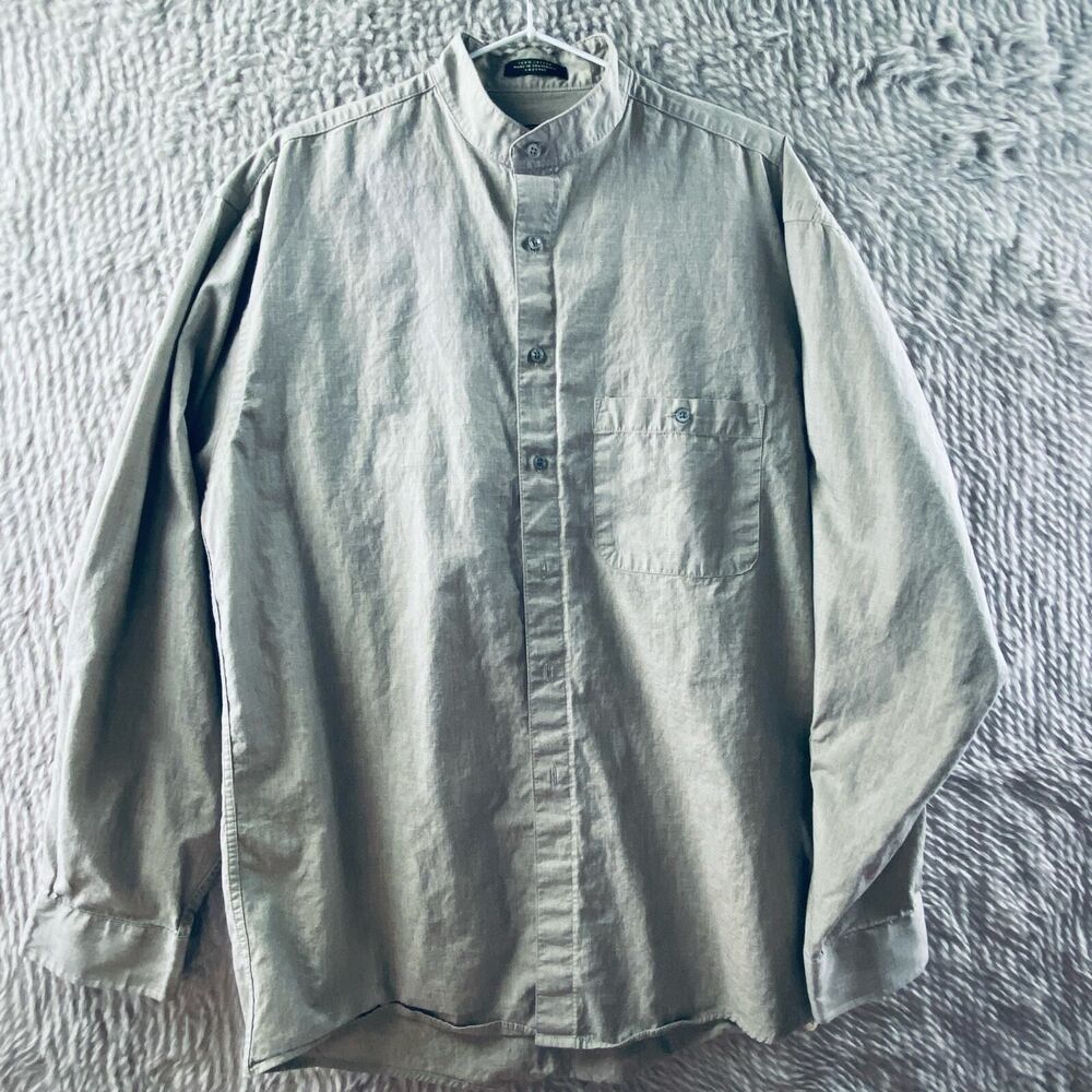 The Arrow Company Men's Dress Shirt Long Sleeve Barrel Collar 15½ 34/35 Grey